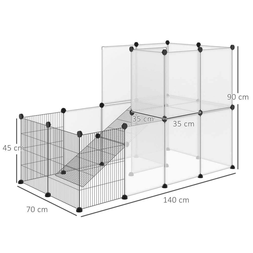 EasyComfort Recinto Modulare per Conigli e Animali di Piccole Dimensioni, 27 Pannelli Acciaio e Resina