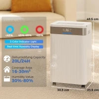 Deumidificatore, Serbatoio da 4,5 Litri, Timer 24 Ore, Display LED, Plastica, Bianco