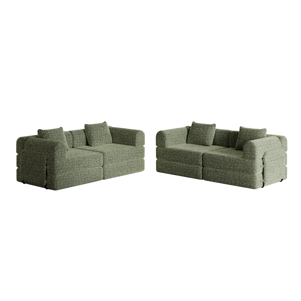 Poltrona letto 2 in 1 con vano nel bracciolo in ciniglia verde