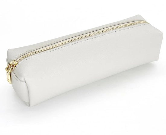 Etui portatile in PU, grande custodia, organizzatore cosmetico, utensili da scrivere per scuola e ufficio, regalo per teenager (grigio chiaro)