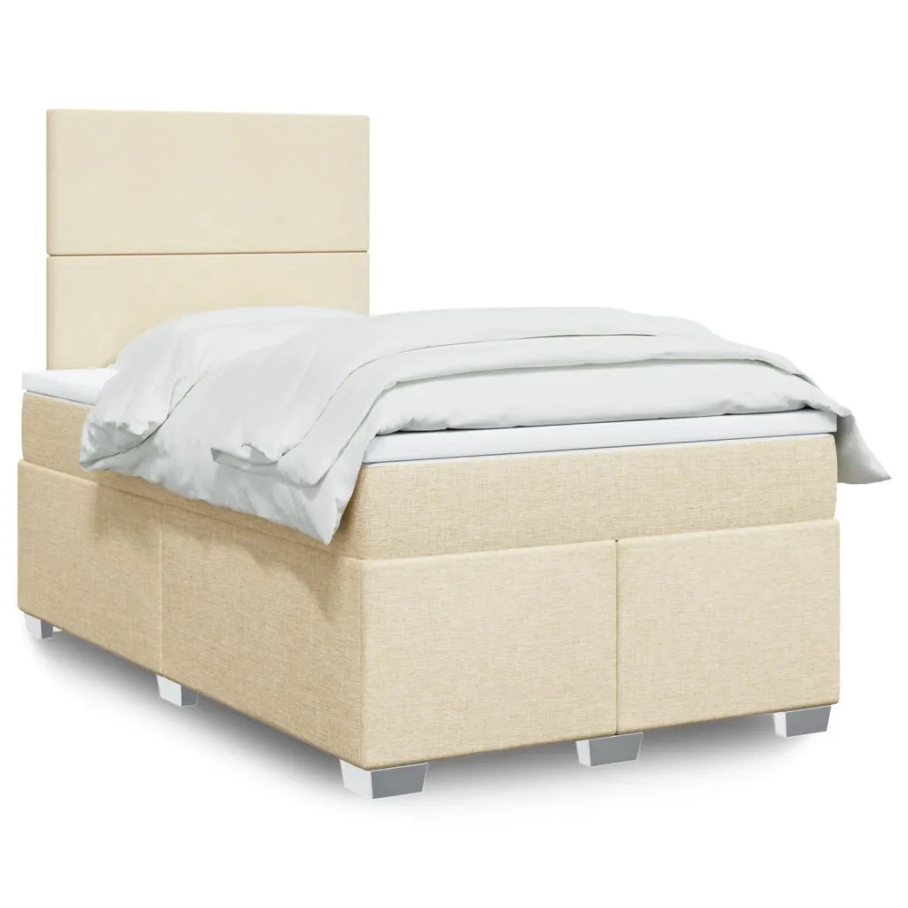 vidaXL Giroletto a Molle con Materasso Crema 120x200 cm in Tessuto
