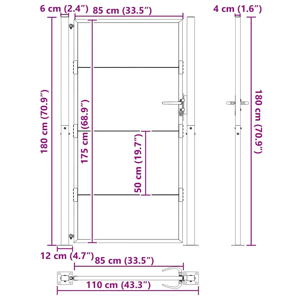 Cancello da giardino, Cancello da Giardino 105x200 cm in Acciaio Corten 42015912