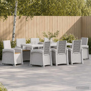 Set da Pranzo per Giardino 9 pz Bianco e Tortora PP 3430161