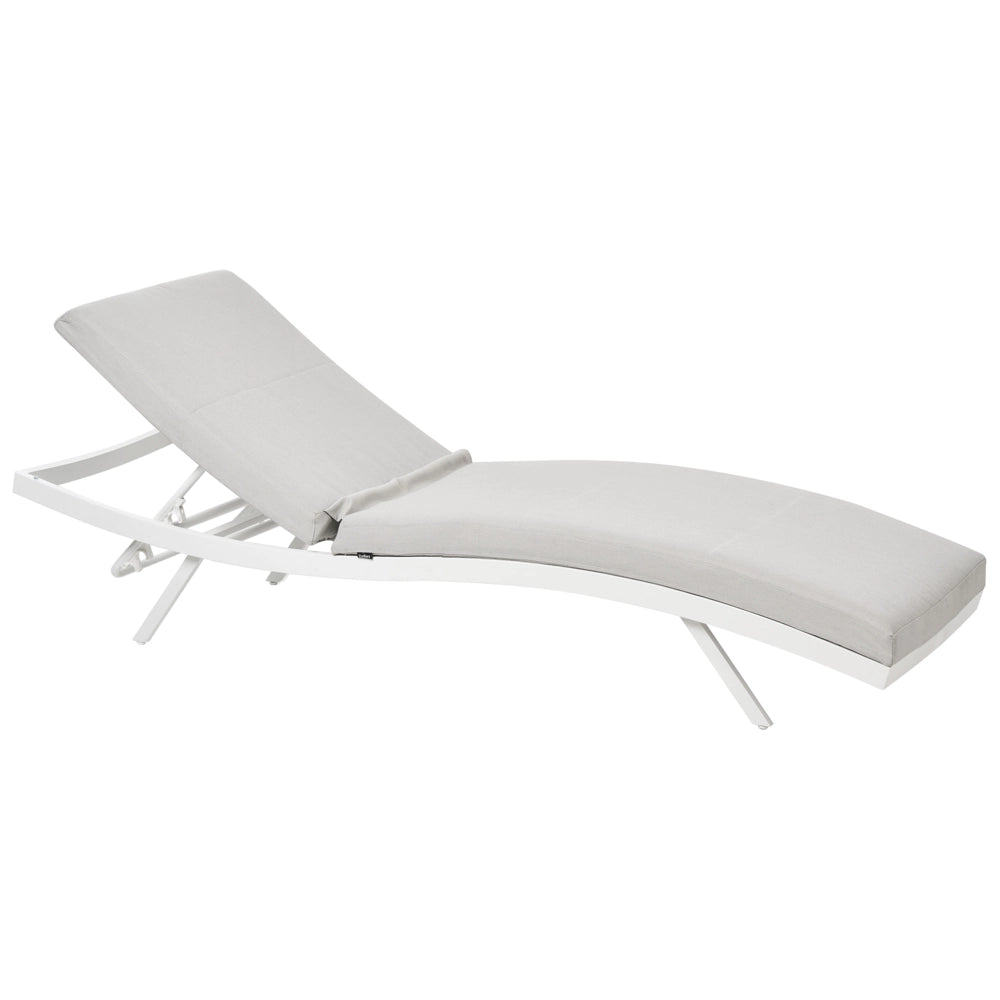 Lettino giardino Grigio scuro  Tessuto bianco Struttura in alluminio Schienale reclinabile regolabile Imbottito  Stile moderno