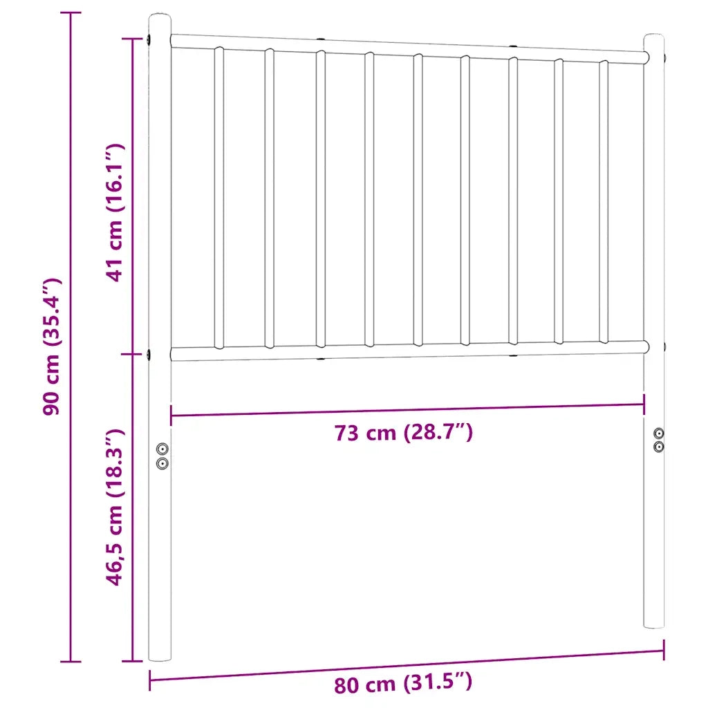 Testiera di Ricambio in Metallo Bianco 75 cm 350957