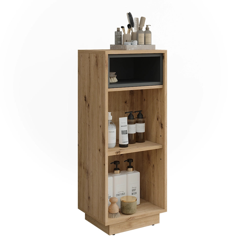 Vicco Mobiletto midi Rovere artigianale/antracite 38 x 93 cm con 3 scomparti