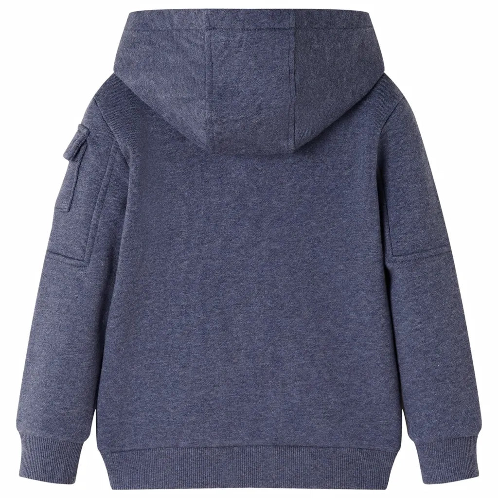 Felpa con Cappuccio e Cerniera per Bambini Blu Scuro M¨¦lange 128