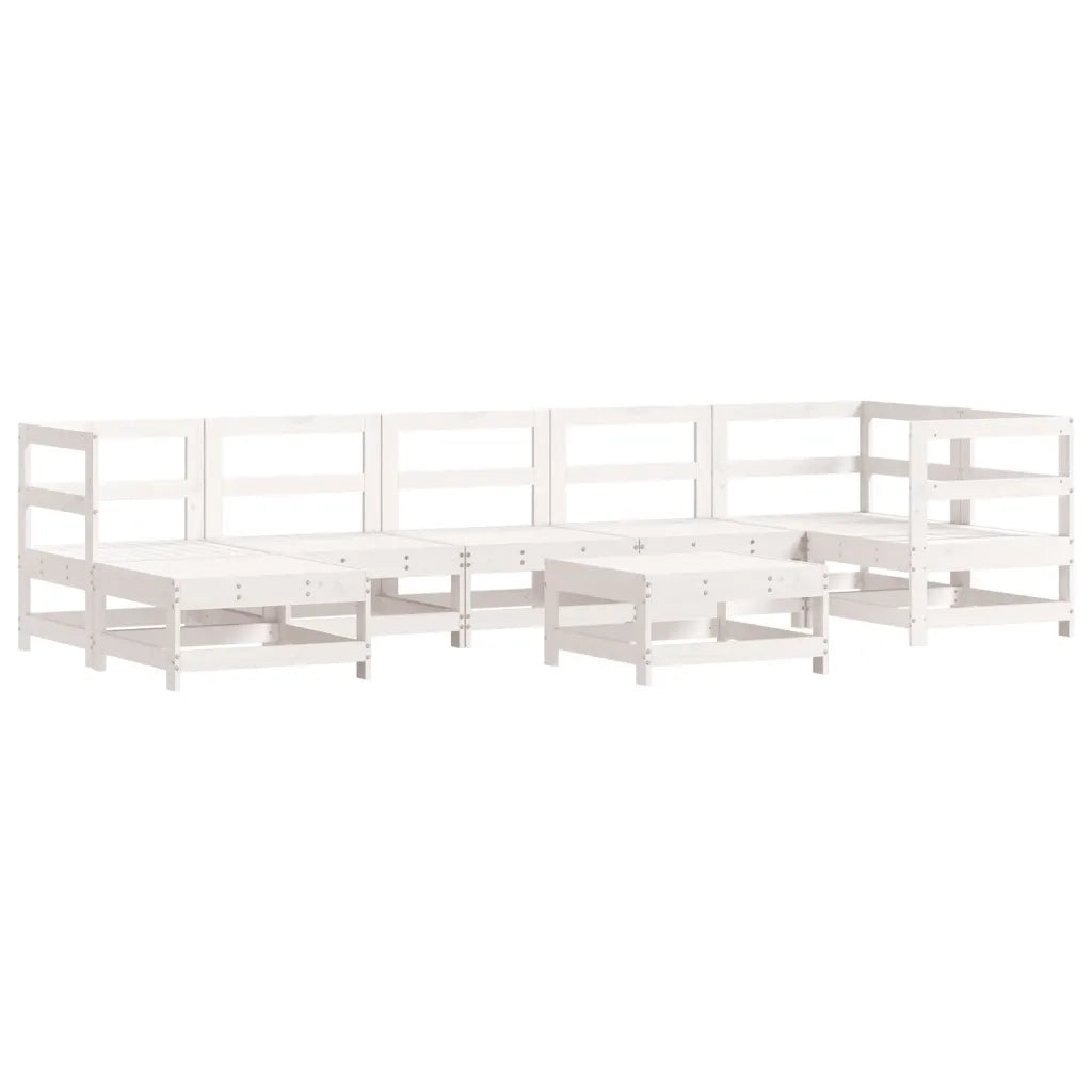 Set Salotto da Giardino 8 pz in Legno Massello di Pino Bianco