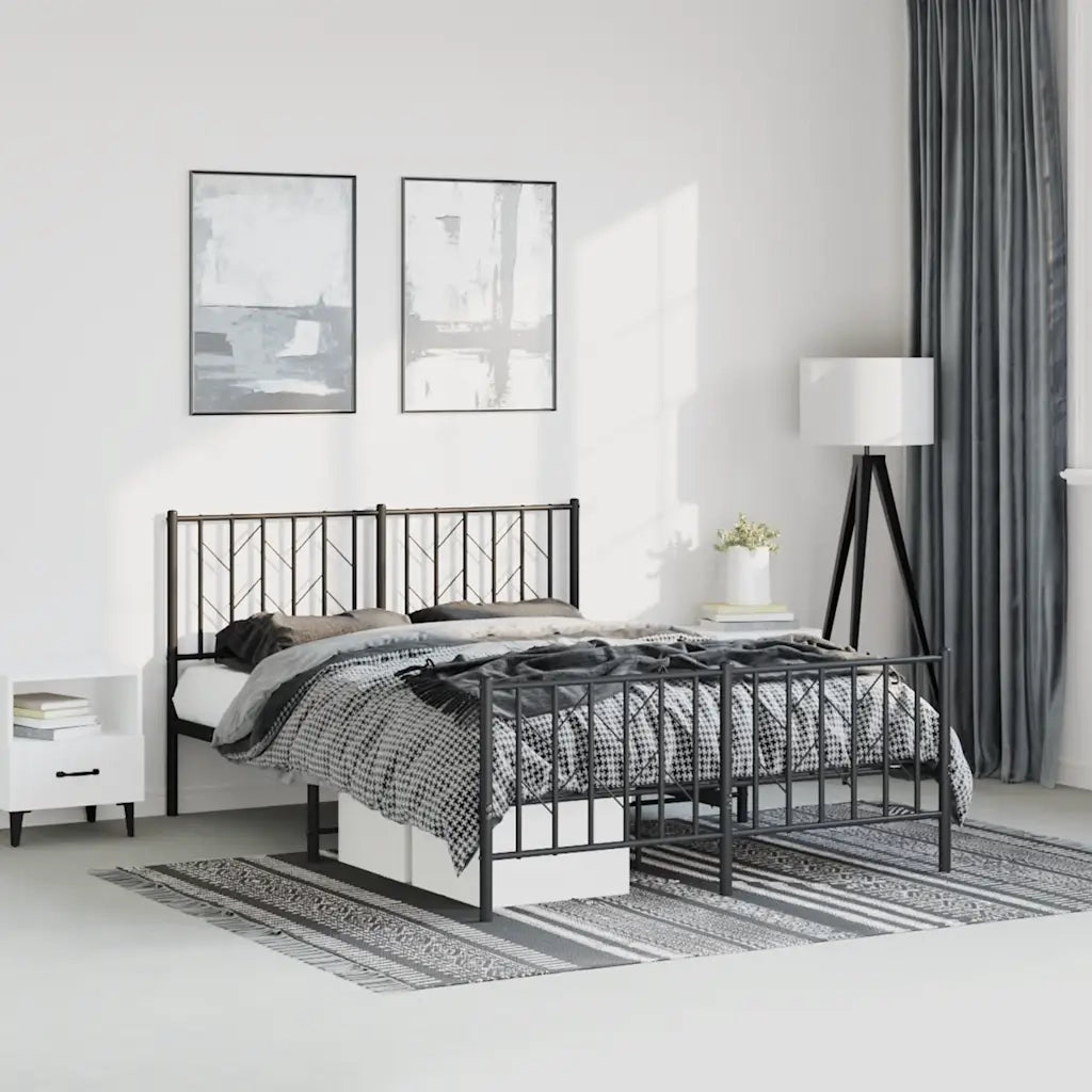 Giroletto con Testiera e Pediera Metallo Nero 150x200 cmcod mxl 133599