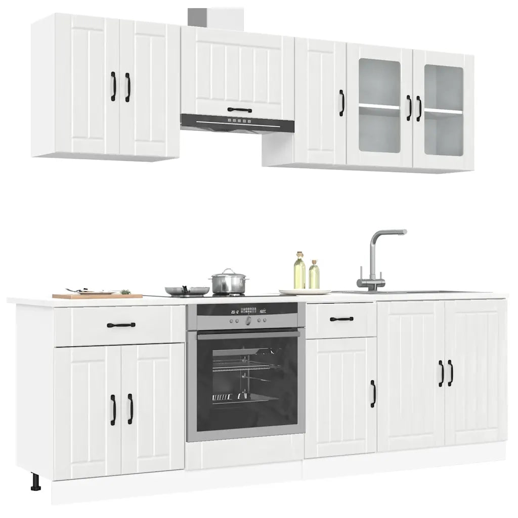 Set Mobili da Cucina 8 pz Lucca Bianchi Lucido in Truciolato 3314833
