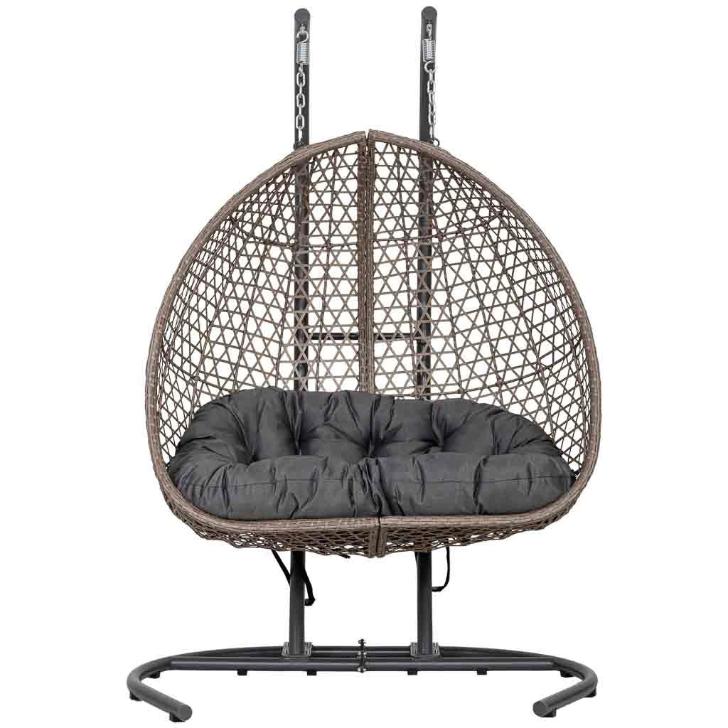 Poltrona sospesa a due posti in alluminio marrone, 133x110x202 cm
