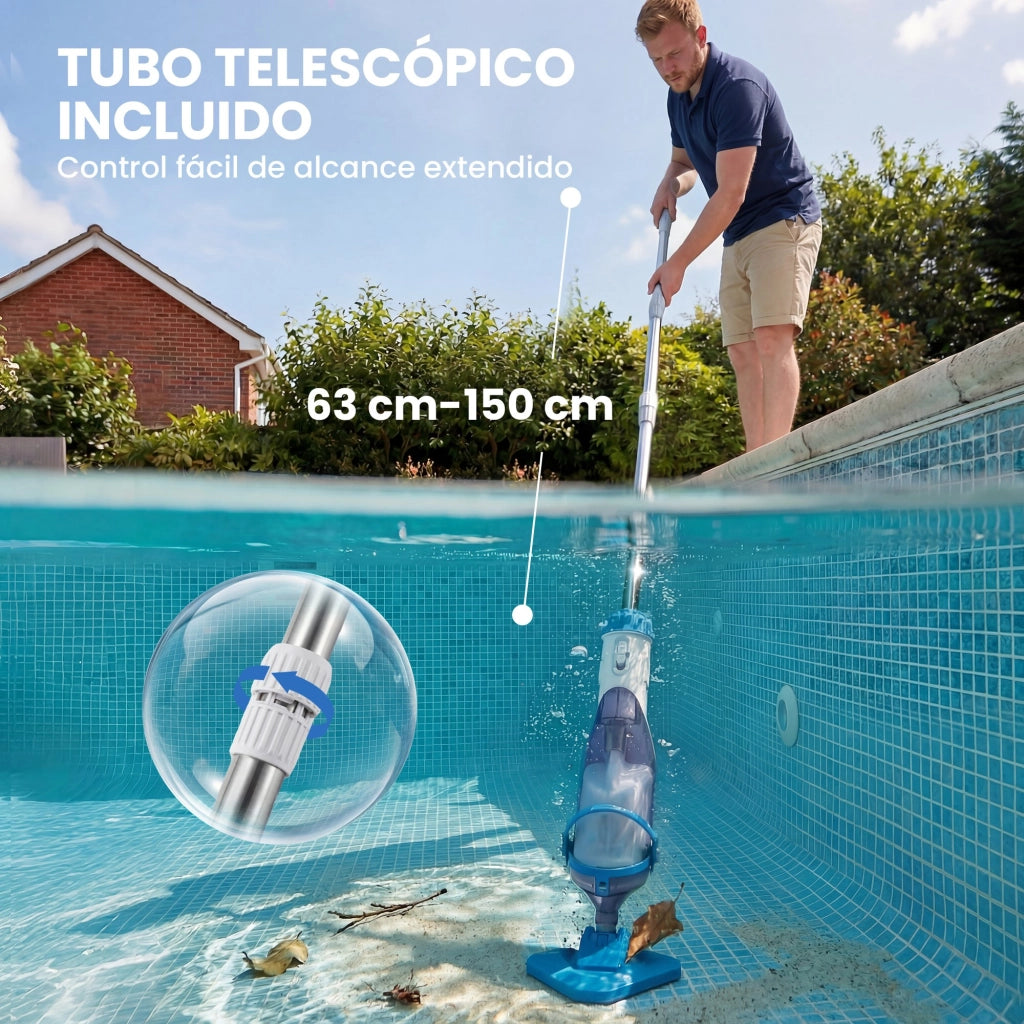 Pulitore Piscina Manuale con Cepillo e Asta Regolabile 63-150 cm ¨C zephmum ¨C Blu
