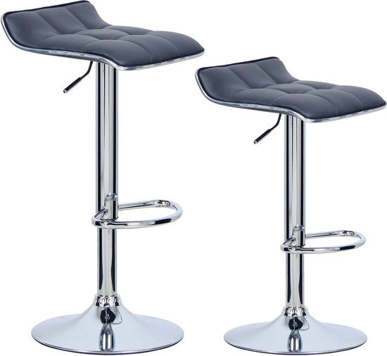 Set di 2 sedute da bar - Cucina - Grigio - Sedute da bar in pelle sintetica - Regolabile in altezza - Altezza seduta 62-84cm