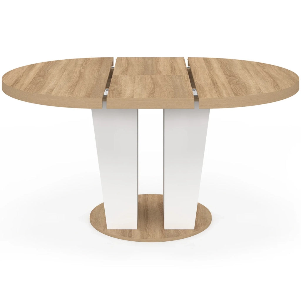 IDMarket - ELIAD tavolo da pranzo rotondo allungabile 4-8 persone in legno e bianco 110-150 cm