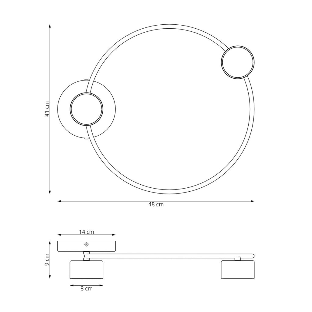 Lampada da soffitto LUCIO a due luci in acciaio nero opaco