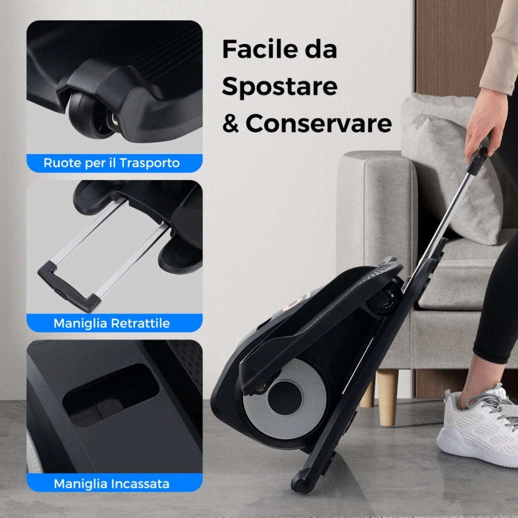 Macchina ellittica da scrivania con monitor display controllo remoto, Pedaliera elettrica silenziosa per anziani Nero e bianco-Elliptical