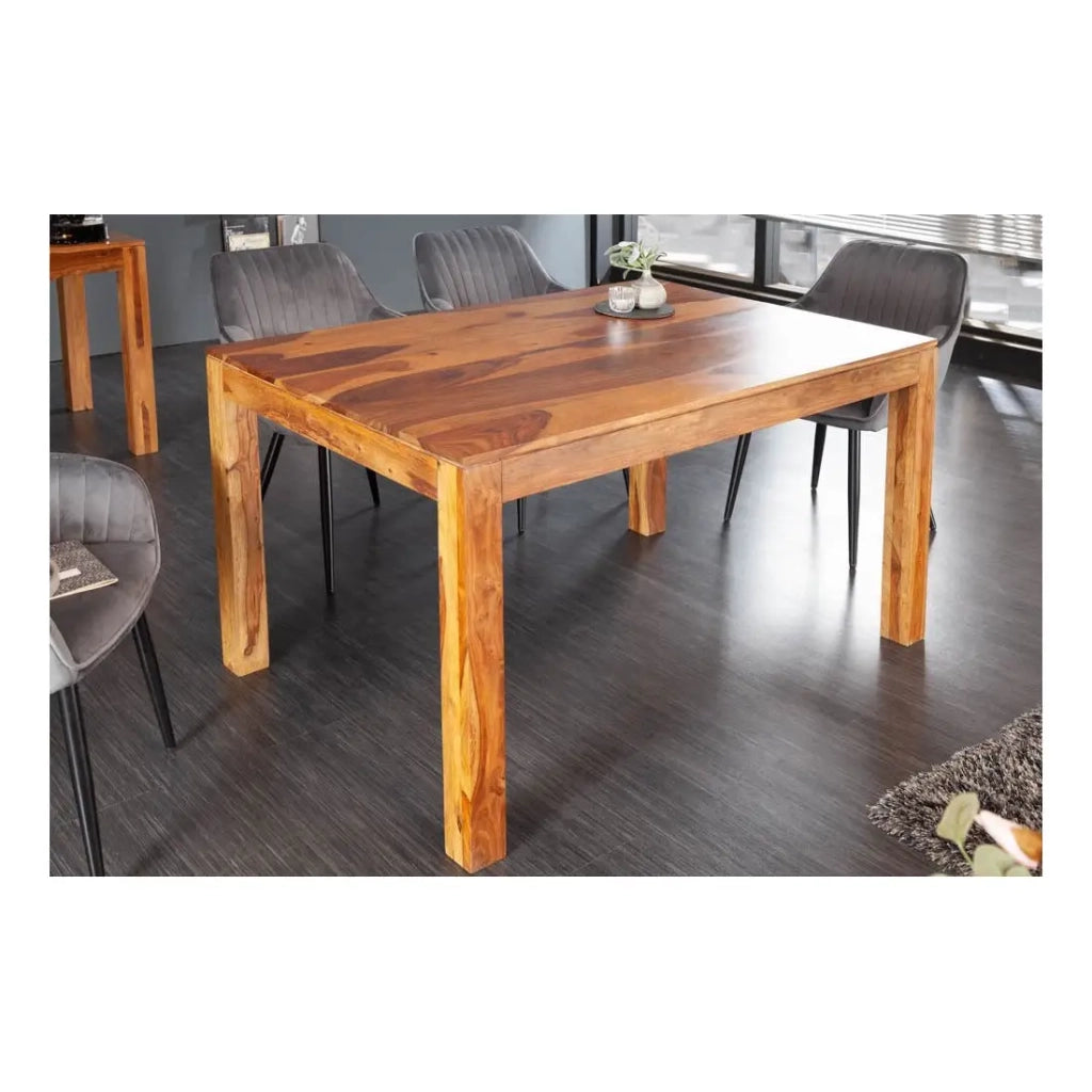 Table TAVINA – Legno massiccio di sheesham – 135 cm – Piano spesso 97 mm – Stile rustico