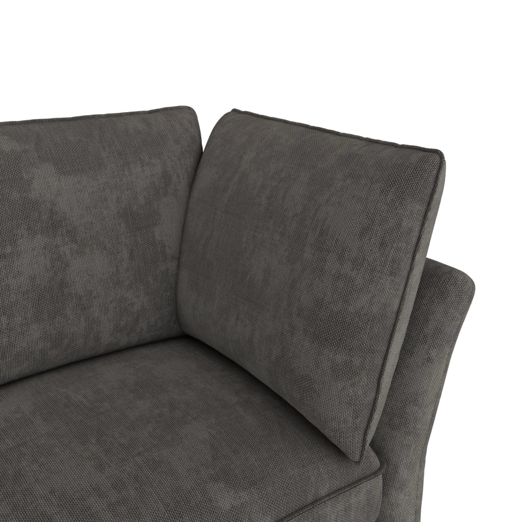 Sofa modulare a L con pouf contenitore, 4-5 posti, tessuto Chenille grigio