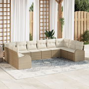 Set di divani da giardino  10 pezzi con cuscini beige polirattan