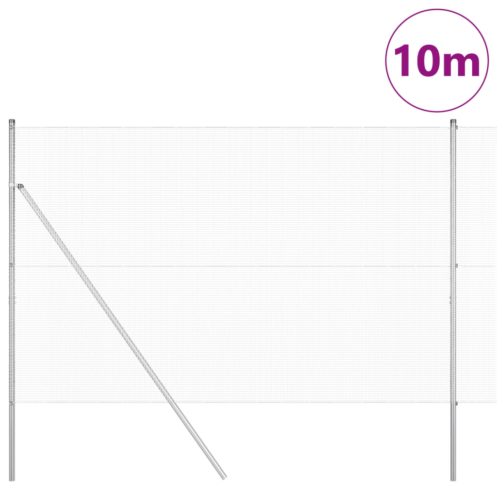 Recinzione in Filo Saldato con 7 Post 1,6x10 m Acciaio Galvanizzato