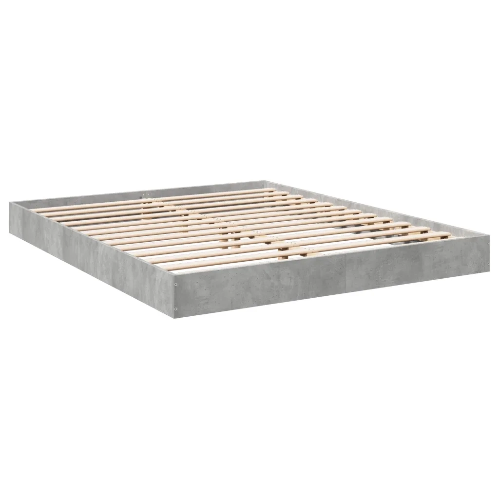 Letto matrimoniale | Letto per adulti | Giroletto Grigio Cemento 160x200 cm in Legno Multistrato