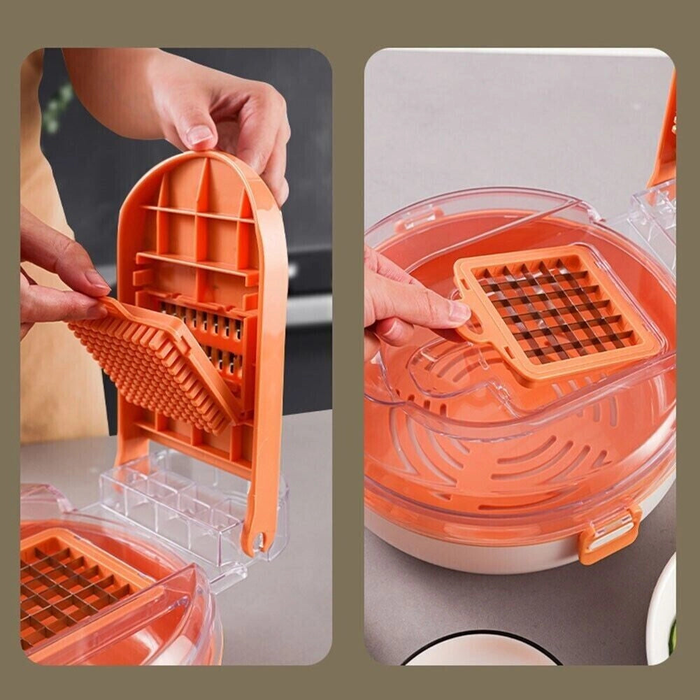 Affettatrice manuale affetta taglia verdure 9 in 1 mandolina con cestello