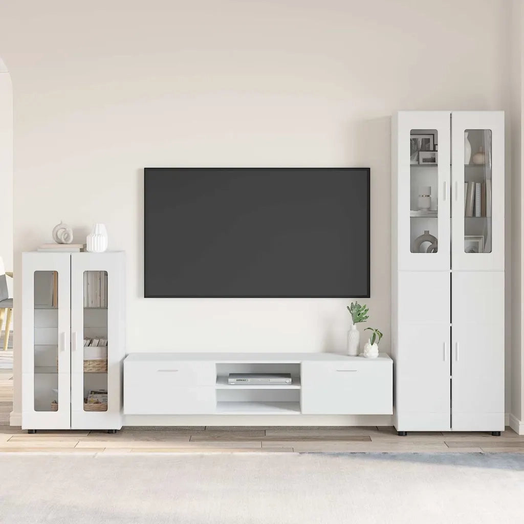 Set mobile TV con cassetto FLORIN Bianco Legno multistrato