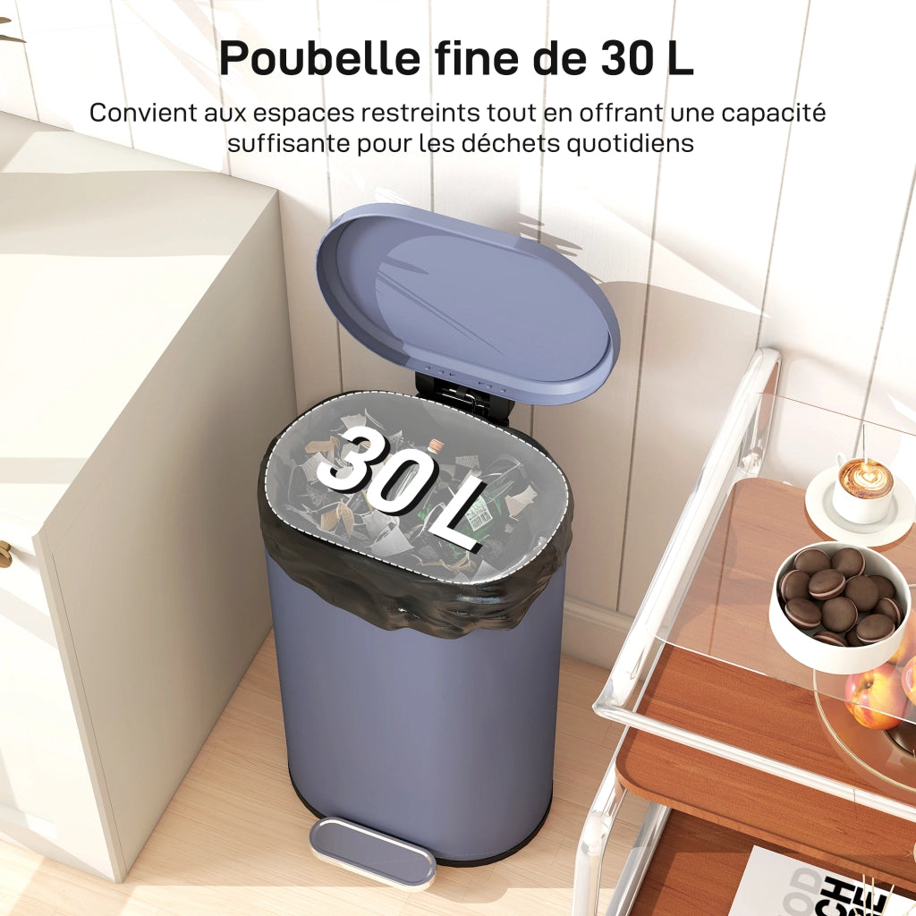 Cestino per rifiuti da cucina 30L ¨C zephmum ¨C 36.5x31x61cm grigio