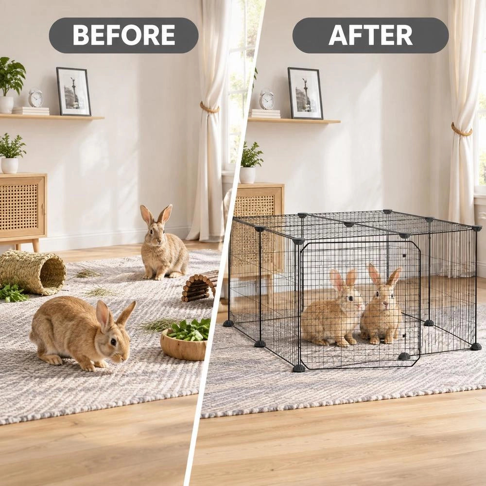 12-piece Pet Cage With Door, Black, 35x35 Cm, Steel