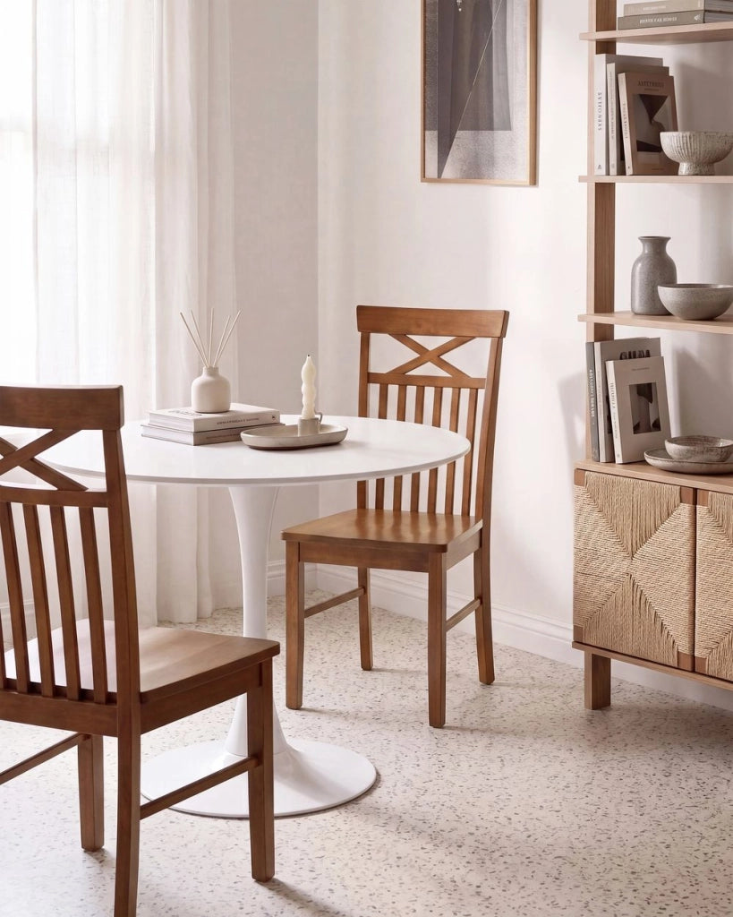 Set di 2 sedie da pranzo marrone con legno chiaro in stile tradizionale