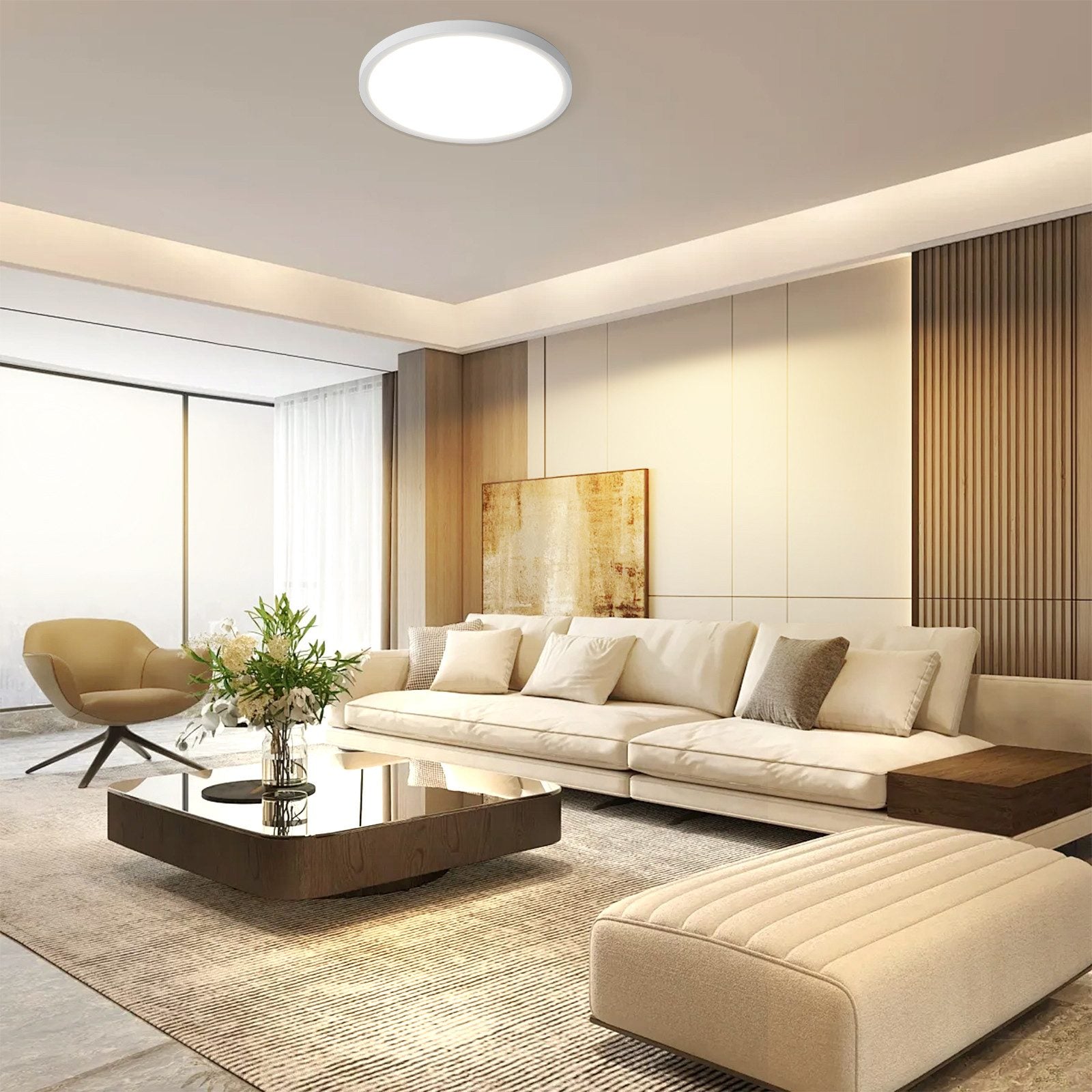 ZMH Lampada da soffitto plafoniera LED moderna rotonda 30 cm illuminazione bianca calda per interni