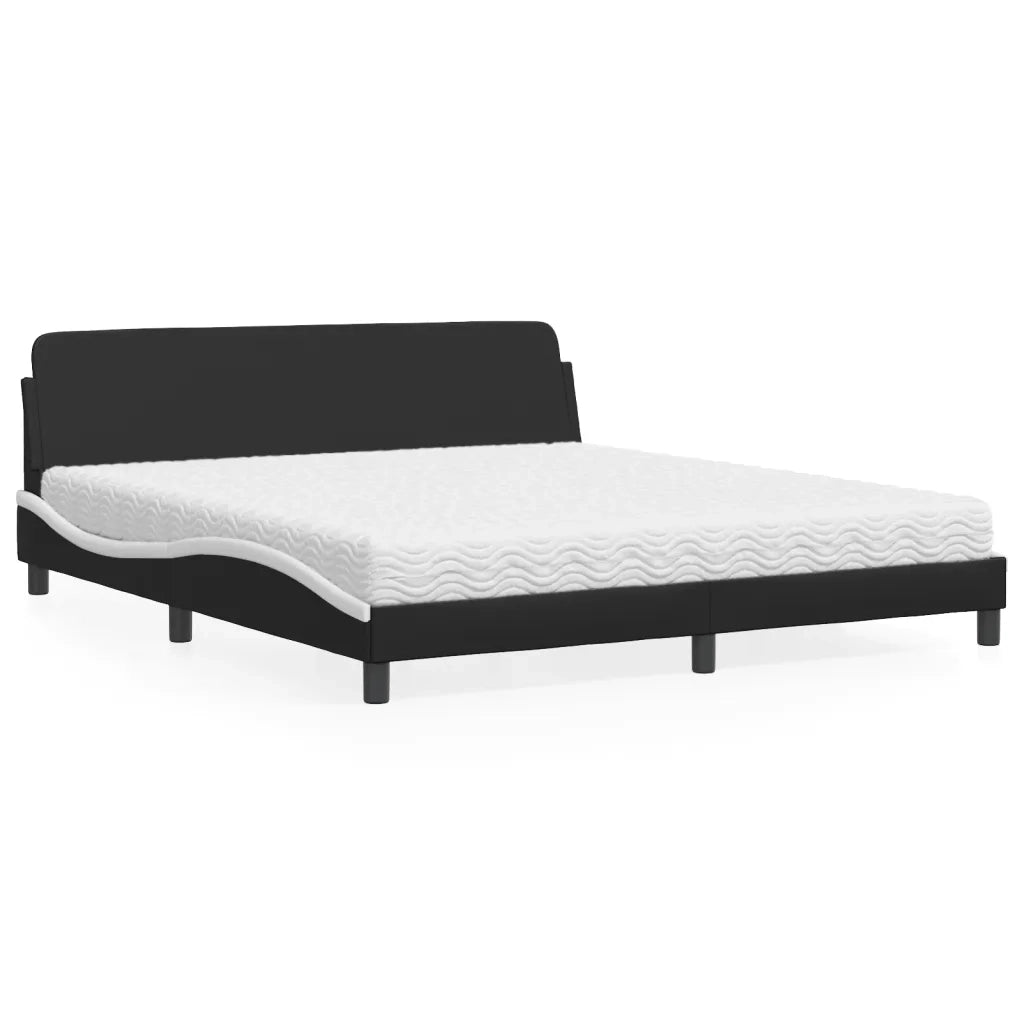 Letto con Materasso Dover Nero e Bianco 180x200 cm in Similpelle