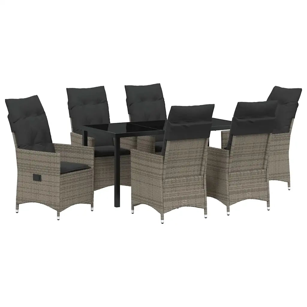 Set da Pranzo per Giardino con cuscino 7 pcs Grigio polyrattan 3379552