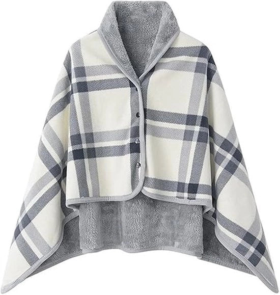 Poncho con chiusura a bottone - Sciarpa calda e comoda per avvolgere - Accessorio di copertura per ufficio, divano e viaggi - Accessorio per ufficio e viaggi per mantenere la calore