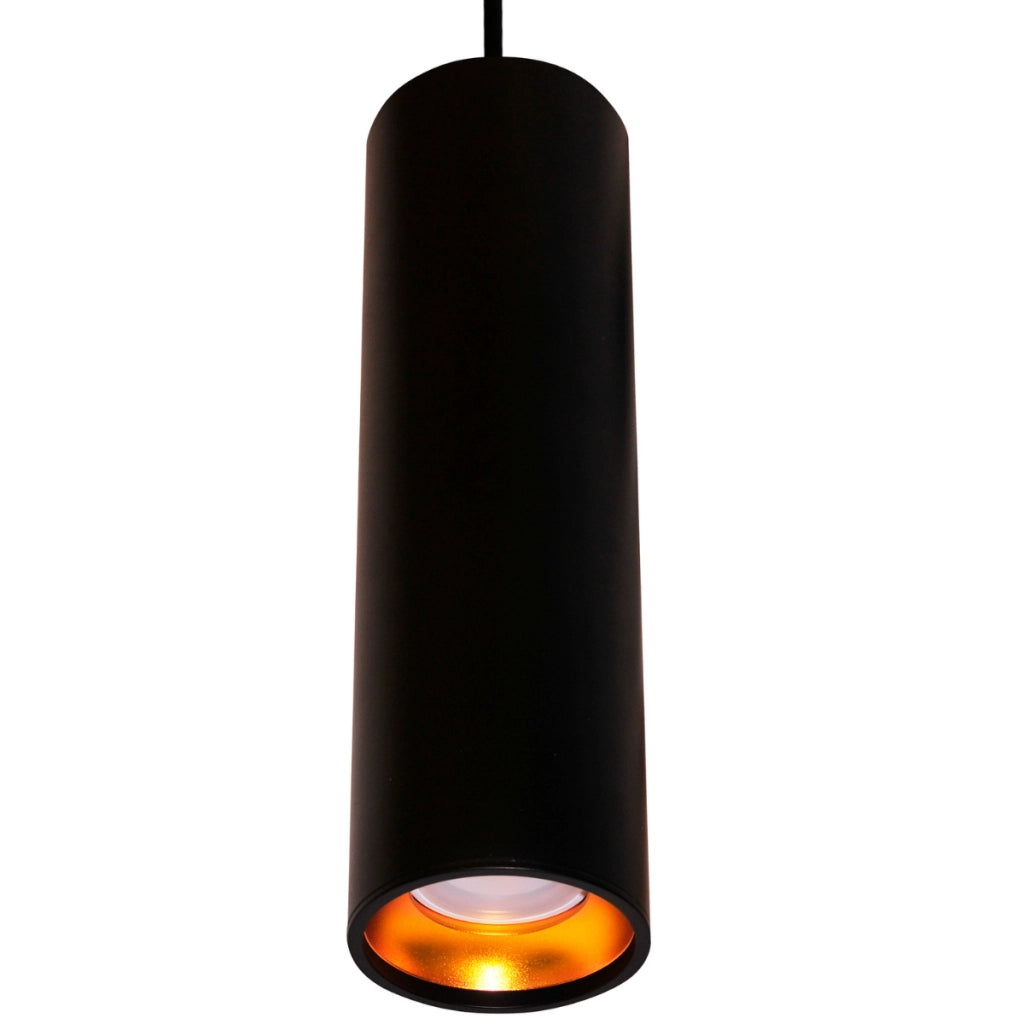 Lampada a sospensione tubolare Lati GU10 nera/oro Polux