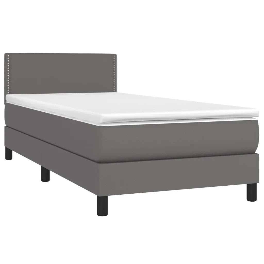 Letto singolo | Letto per adulti | Giroletto Molle con Materasso e LED Grigio 80x200cm Similpelle