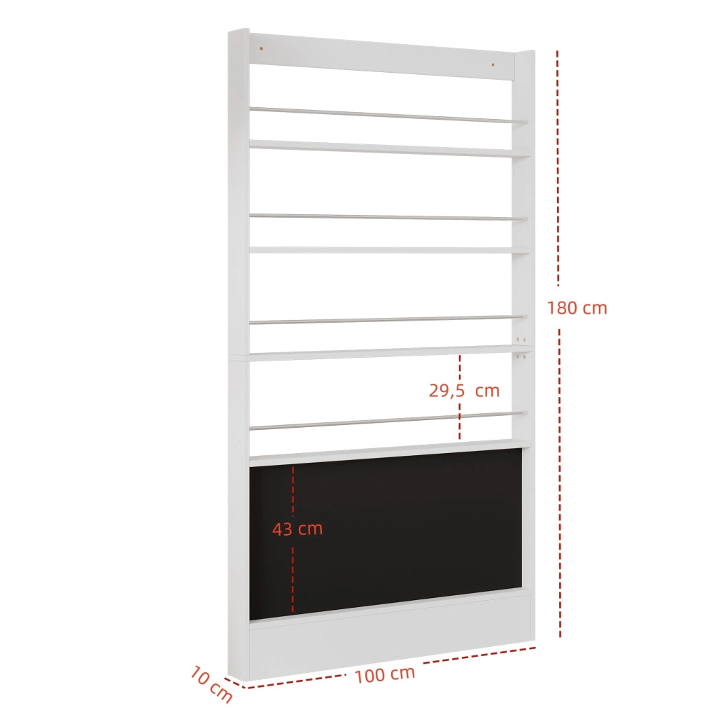 Scaffale libreria bianco con lavagna 100x10x180 cm