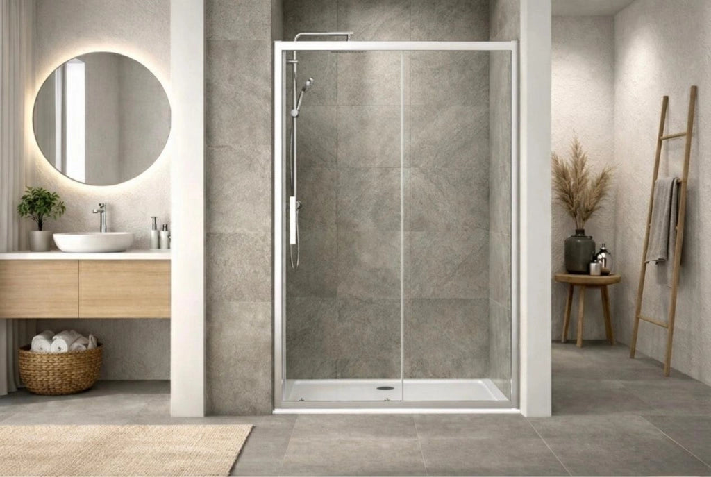 Box doccia a nicchia 120 cm porta scorrevole apertura laterale H195 cm ALBA Cromato