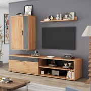 Mobile porta TV con 2 ante e 2 vani aperti, per soggiorno, in truciolare, rovere e nero, 140 × 35 × 39 cm