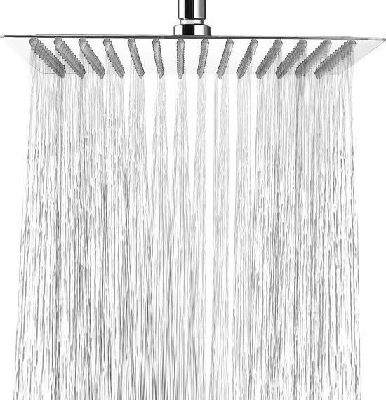 Regolatore della doccia a pioggia in acciaio inossidabile con spruzzatori anti-calcare a silicone - 30x30 cm - finitura chrome lucido - regolatore della doccia di lusso