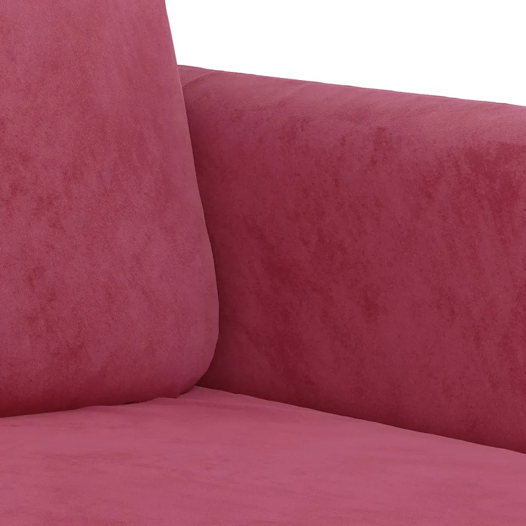 Set di Divani 3 pz con Cuscini Rosso Vino in Velluto