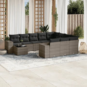 Set Divani da Giardino 11 pz con Cuscini in Polyrattan Grigio 3223129