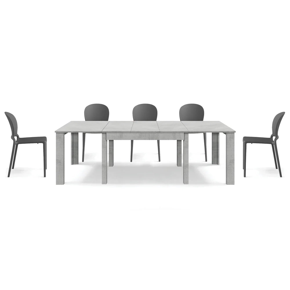 Tavolo allungabile da pranzo 130x90 fino a 250 cm Cemento modello BRIO MADE IN ITALY design moderno ideale per cucina, soggiorno e sala da pranzo