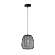 Lampada sospensione moderna nera vetro fumé E27 Italux