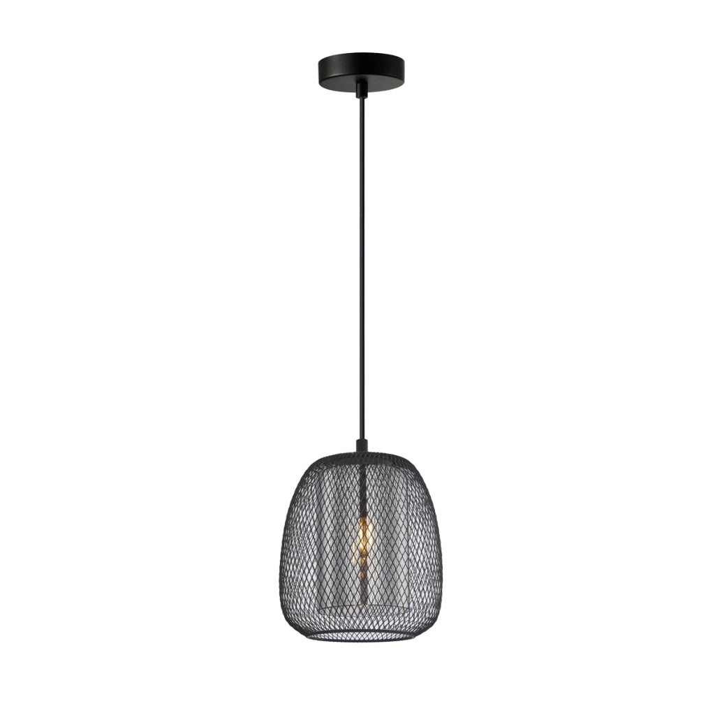 Lampada sospensione moderna nera vetro fumé E27 Italux