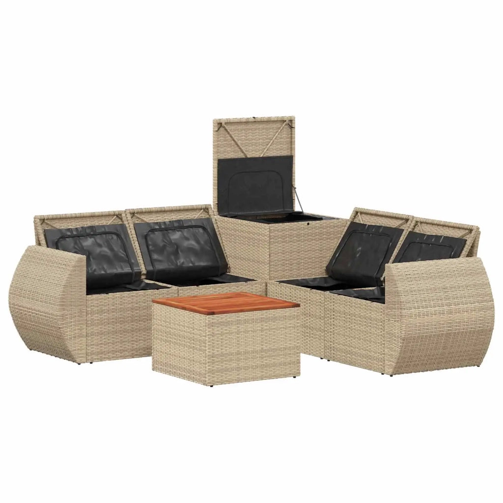 Set di divani 6 pz Beige e Bianco Crema 3447526