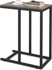 Tavolino a Forma di C per Divano e Letto, Tavolino Basso con Struttura in Metallo, Tavolino da Salotto e Camera da Letto, 45,5 x 25,5 x 64 cm (Grigio)