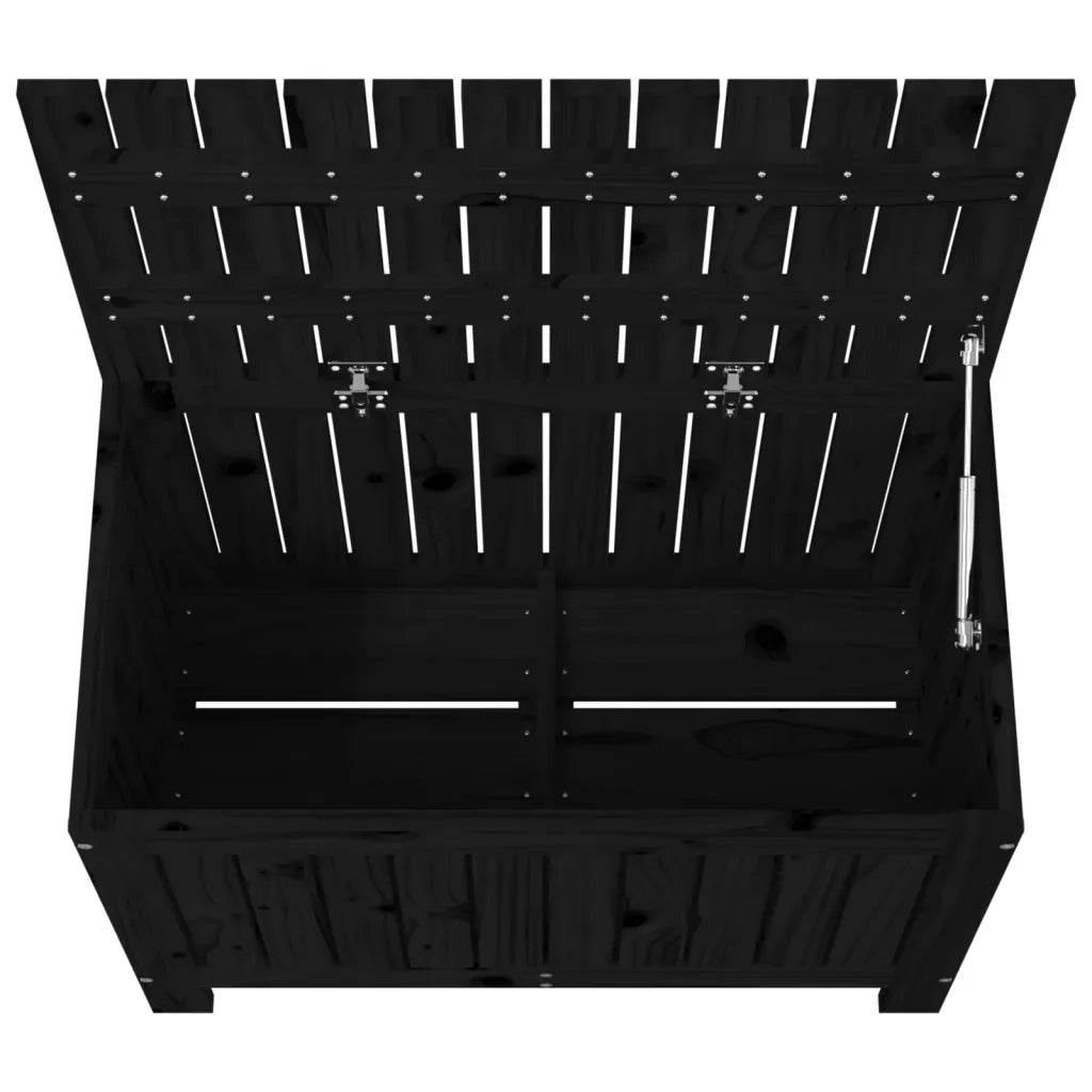 Contenitore da Giardino Nero 76x42,5x54 cm Legno Massello Pino 823826