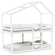 Letto singolo | Letto per adulti | Letto a Castello con Tetto Bianco 90x200 cm in Legno di Pino