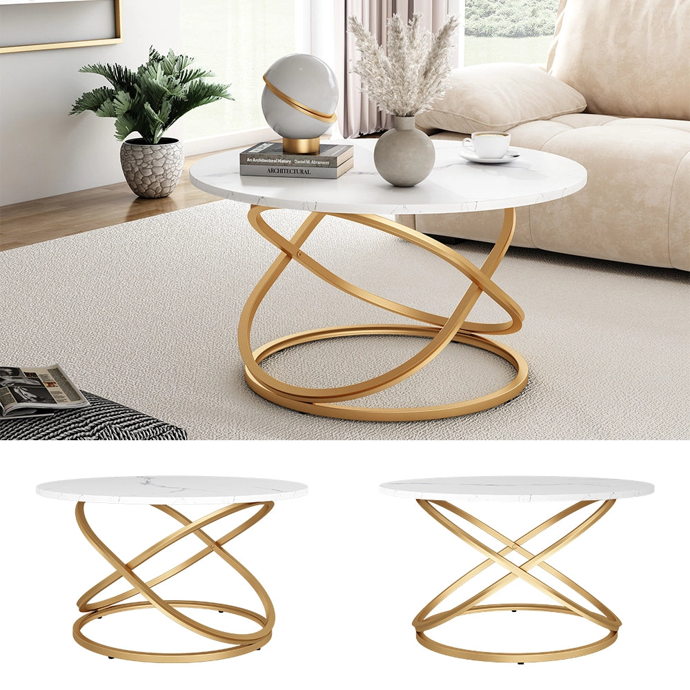 Vicco Tavolino Bianco/Oro 79.5 x 46 cm con ampia superficie di lavoro